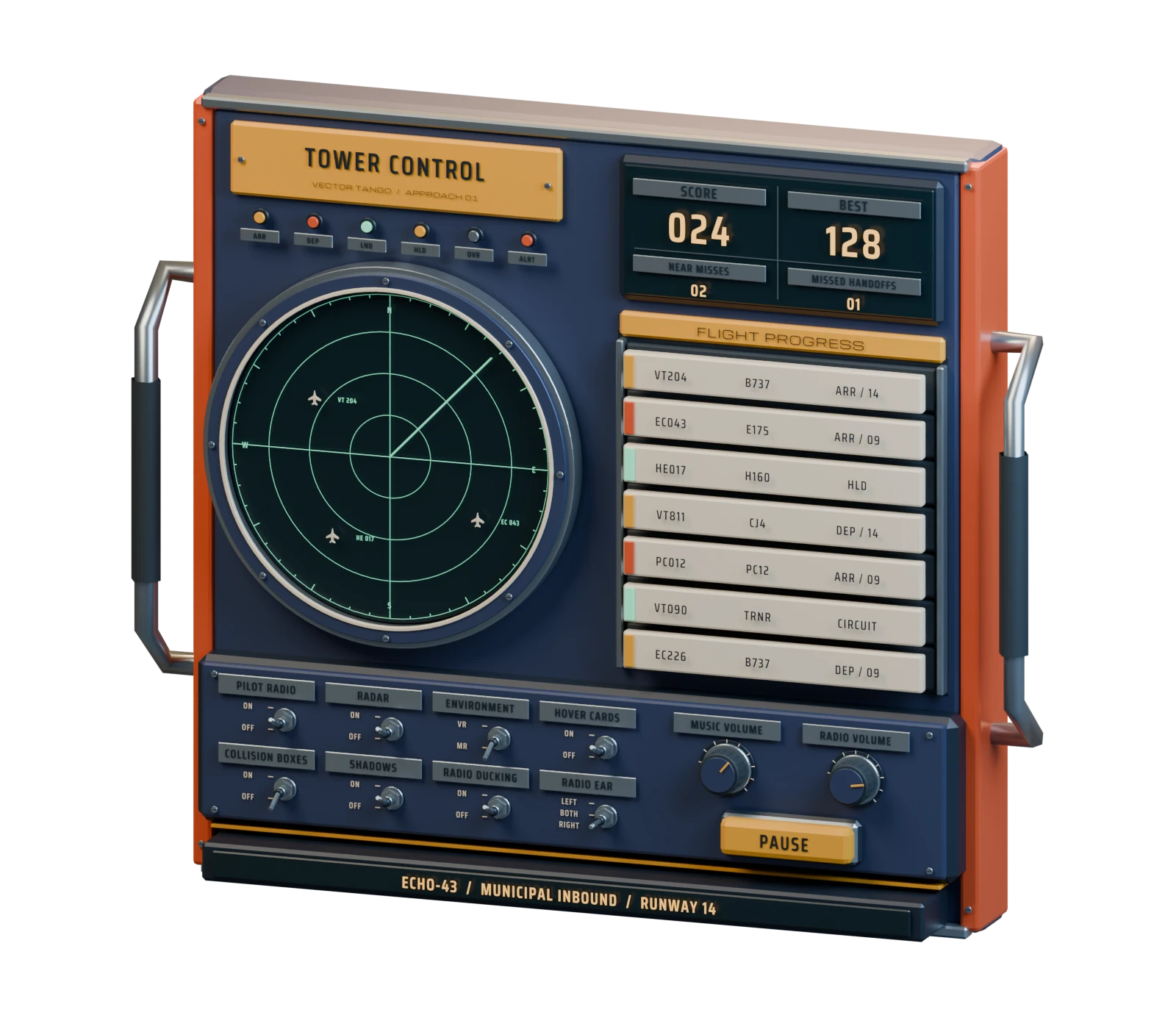 Vector Tango control desk with radar, flight strips and tactile buttons